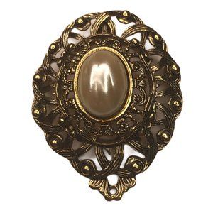 Antique Like Gold tone FASHION Brooch faux pearl